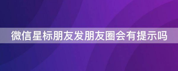 微信星标朋友发朋友圈会有提示吗