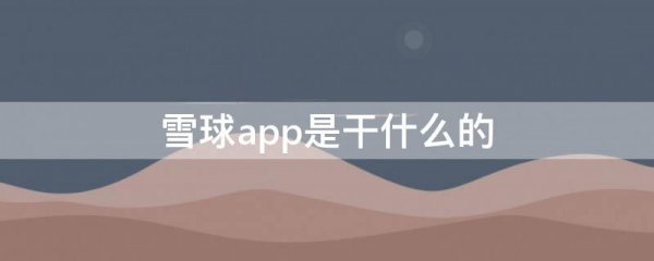 雪球app是干什么的