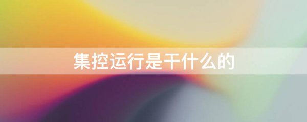 集控运行是干什么的