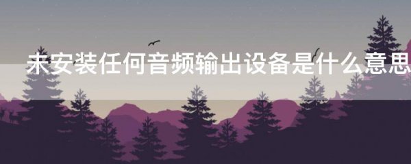 未安装任何音频输出设备是什么意思