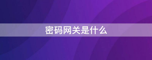 密码网关是什么