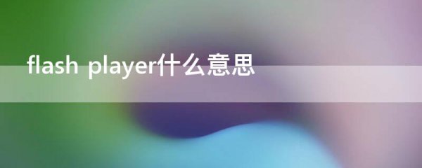 flash player什么意思