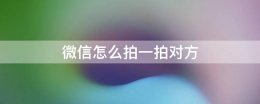 微信怎么拍一拍对方 微信怎么拍一拍对方加后缀搞笑