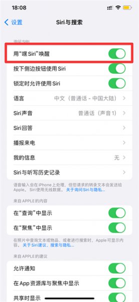 怎么设置siri一喊就说我在