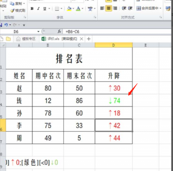 表格中升降箭头标记怎么做