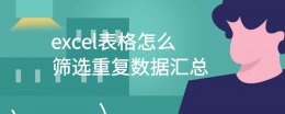 excel表格如何筛选重复数据 excel表格怎么筛选重复数据汇总