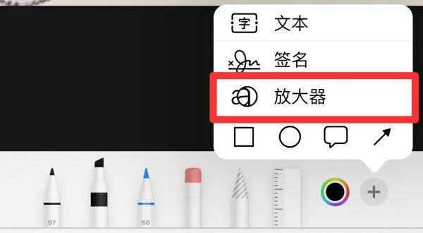 苹果照片放大镜圆圈在哪里