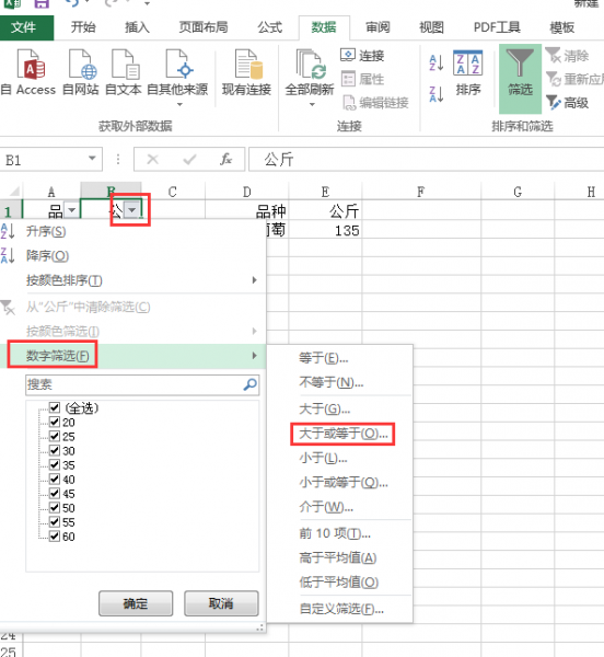 excel怎么按条件筛选大于等于