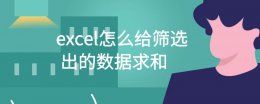 如何将筛选出来的数据求和 excel怎么给筛选出的数据求和