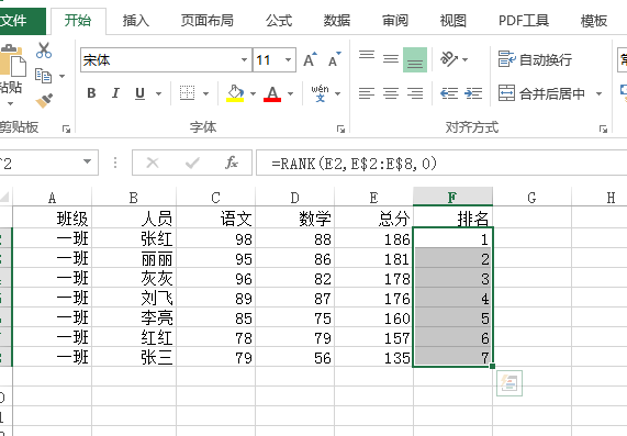 excel怎么排序并显示排名