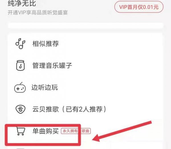 网易云如何购买单曲不买专辑