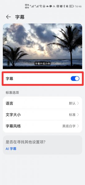 华为字幕功能怎么开