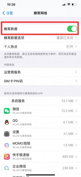 苹果12数据网络怎么打开