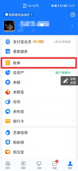 支付宝收支明细在哪里