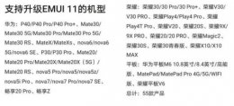 华为更新emui11的名单 emui11更新名单详细介绍