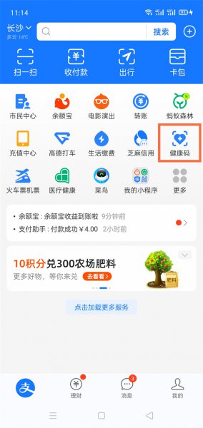支付宝健康码怎样显示全名