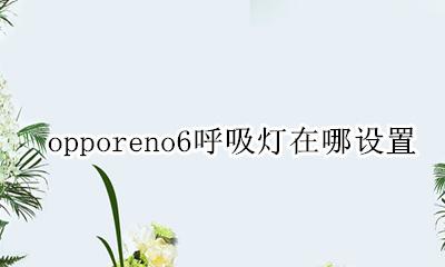 opporeno6呼吸灯在哪设置 opporeno6呼吸灯在哪里设置