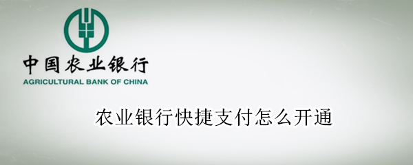 农业银行快捷支付怎么开通