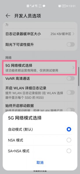 华为5gsa功能怎么打开