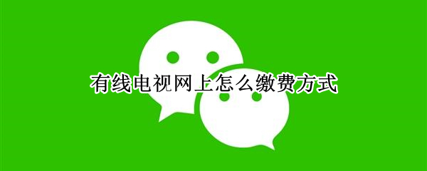 有线电视网上怎么缴费方式