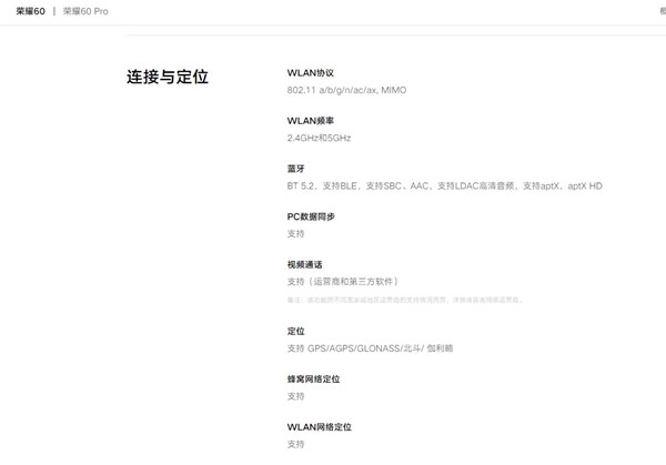荣耀60支持wifi6吗