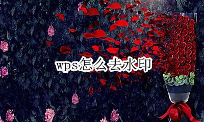 wps怎么去水印 wps文档如何去水印