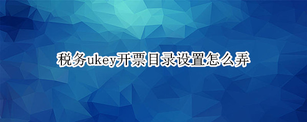 税务ukey开票目录设置怎么弄