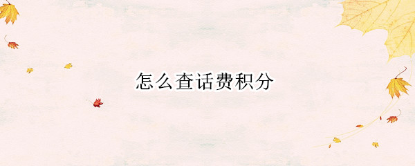 怎么查话费积分