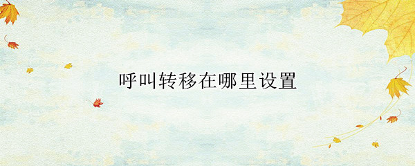 呼叫转移在哪里设置