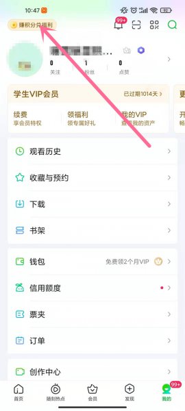 爱奇艺积分在哪里查看