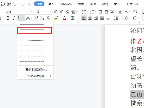 word给文字添加双实线
