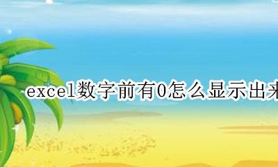 excel数字前的0怎么显示 excel数字前有0怎么显示出来