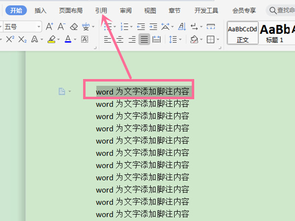word为文字添加脚注内容