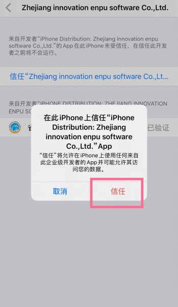 苹果的信任开发设置在哪里