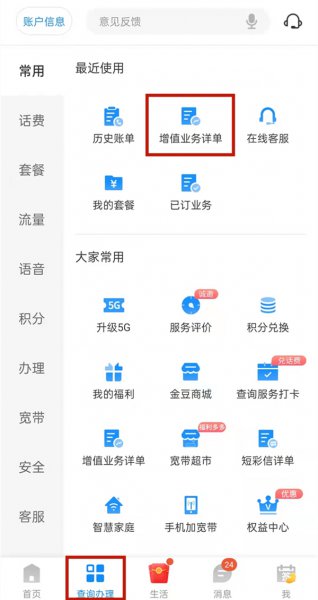 电信账单明细怎么查询