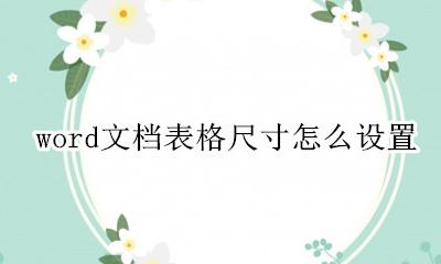 word文档表格尺寸怎么设置 word文档表格宽度怎么设置