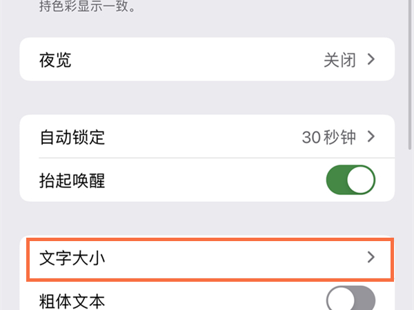 苹果字体大小设置