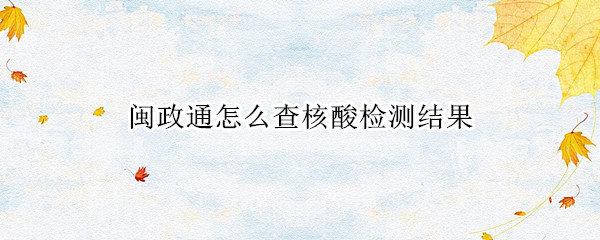 闽政通怎么查核酸检测结果