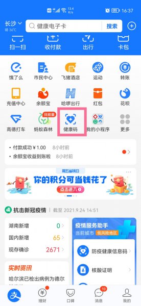 支付宝怎么删除非本人的健康码