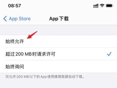 苹果手机超过200m怎么用流量下载