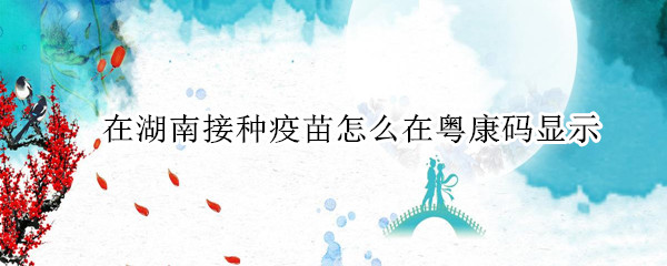 在湖南接种疫苗怎么在粤康码显示