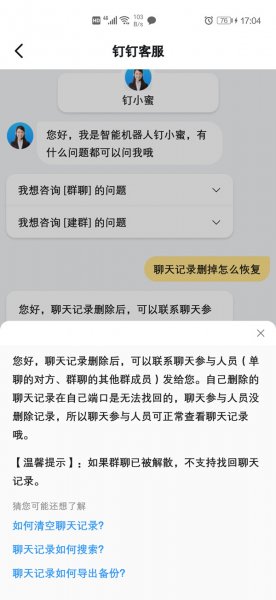 钉钉删除的聊天记录怎么恢复