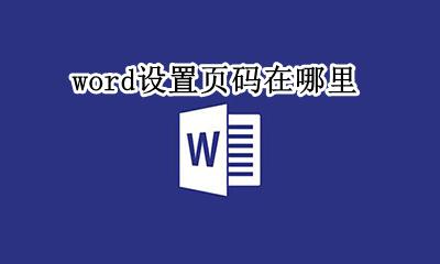 word页码怎么设置 word设置页码在哪里