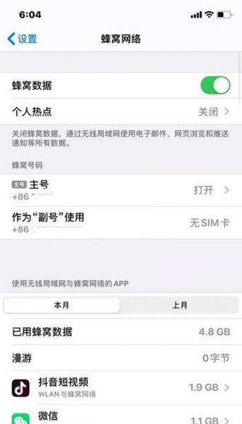 iphone双卡怎么设置流量用哪个卡