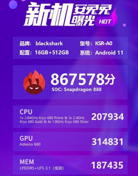 黑鲨4pro安兔兔跑分多少