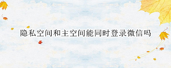 隐私空间和主空间能同时登录微信吗
