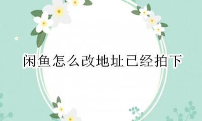 闲鱼拍完地址怎么改 闲鱼怎么改地址已经拍下