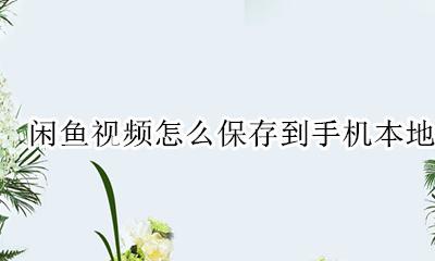 闲鱼的视频怎么保存到手机 闲鱼视频怎么保存到手机本地