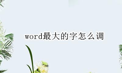 word最大的字怎么调 word文档的字体怎么调最大