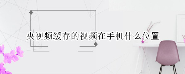 央视频缓存的视频在手机什么位置